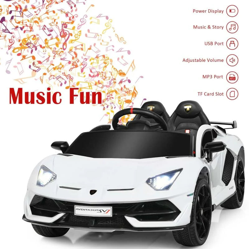Licensed Lamborghini SVJ 12V Kids Ride-On Car – Electric Sports Car with Remote, Trunk, Music & LED Lights