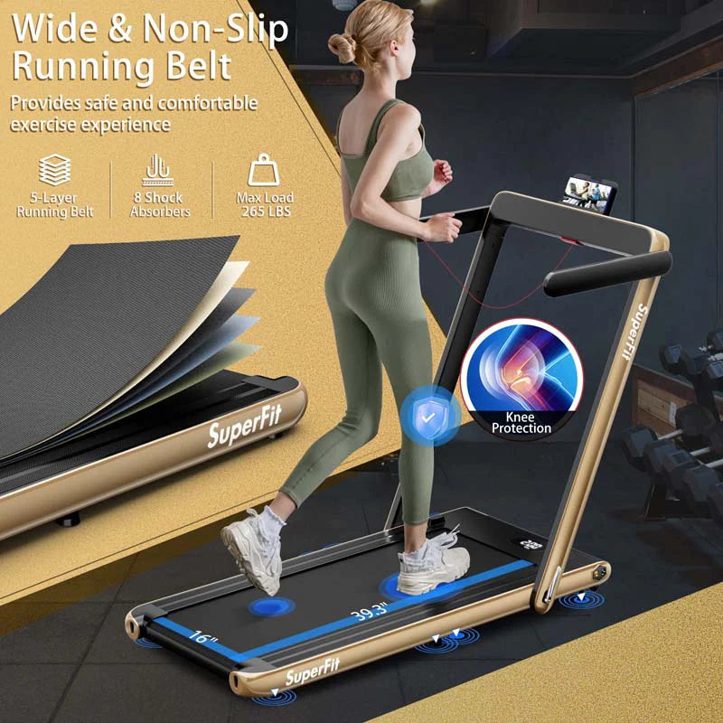 2-in-1 Folding Under Desk Treadmill – 2.25 HP, 0.6–7.5 mph, App, Speaker & Remote