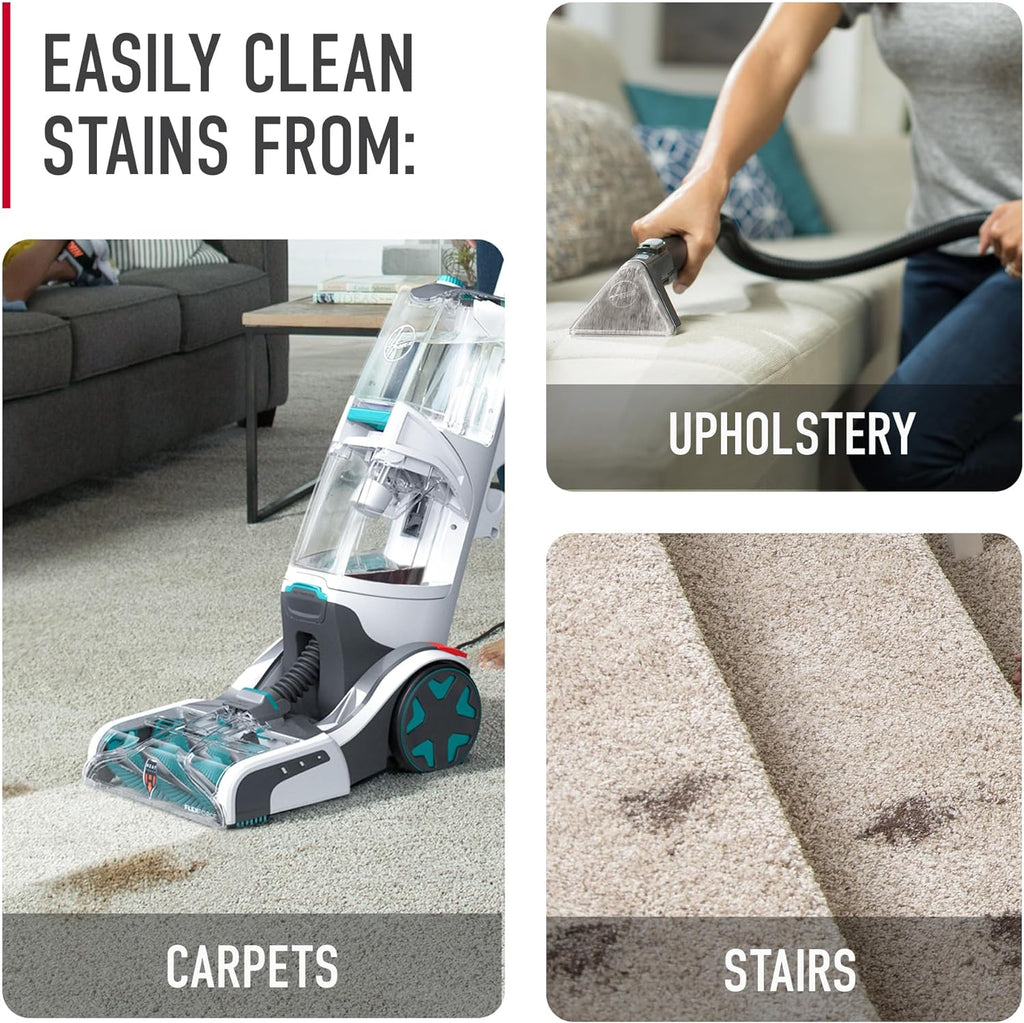 Hoover SmartWash+ Automatic Carpet Cleaner FH52000 – Deep-Cleaning Shampooer with HeatForce, Pet Tools, Turquoise
