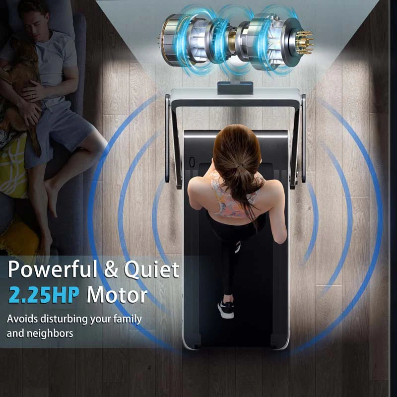 2-in-1 Folding Under Desk Treadmill – 2.25 HP, 0.6–7.5 mph, App, Speaker & Remote