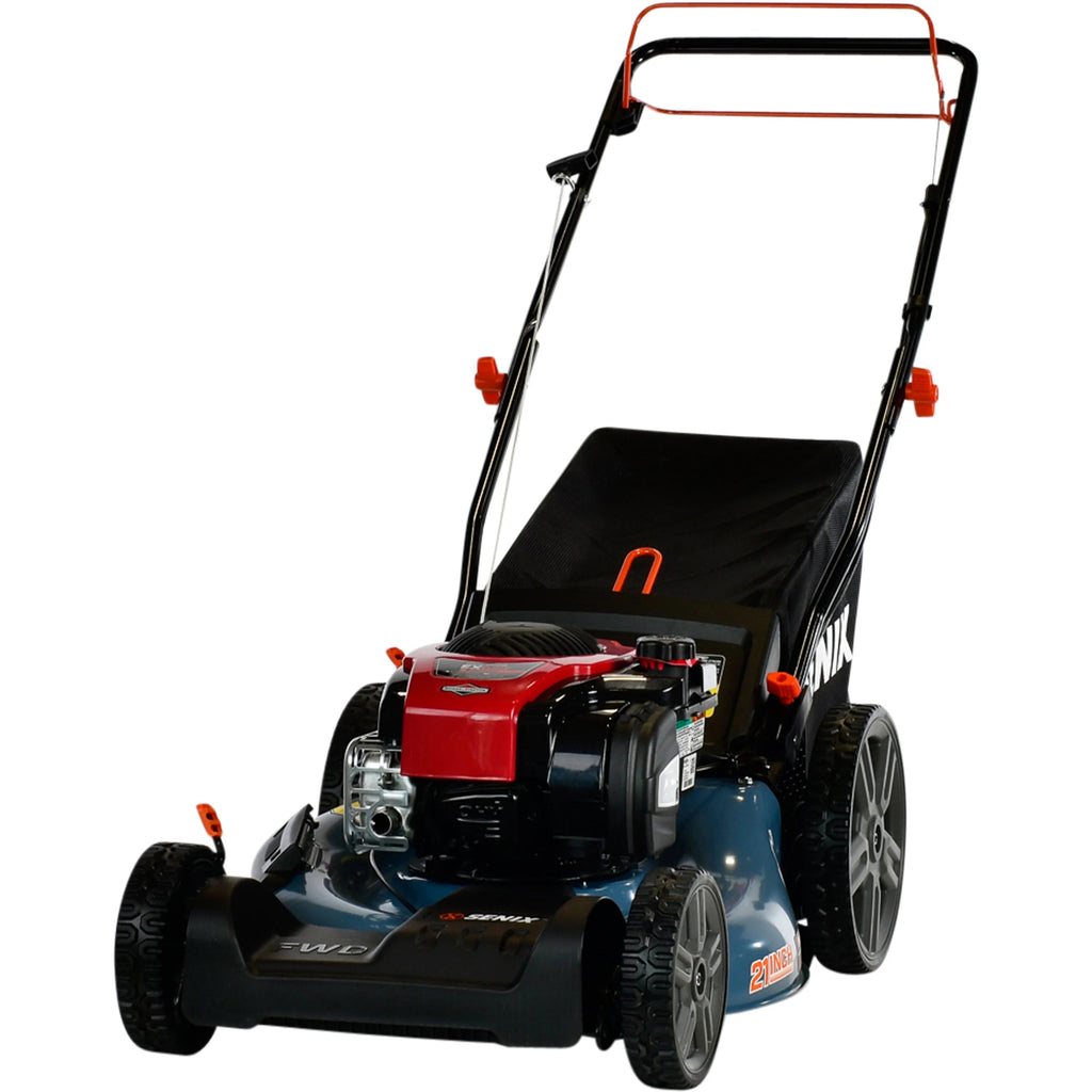 SENIX LSSG-M1 Self-Propelled Petrol Lawn Mower – 21 in Cut, 150cc Briggs & Stratton 4-Cycle Engine, 3-in-1, Blue