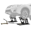 Black Widow steel hydraulic car lift ramps shown as a pair