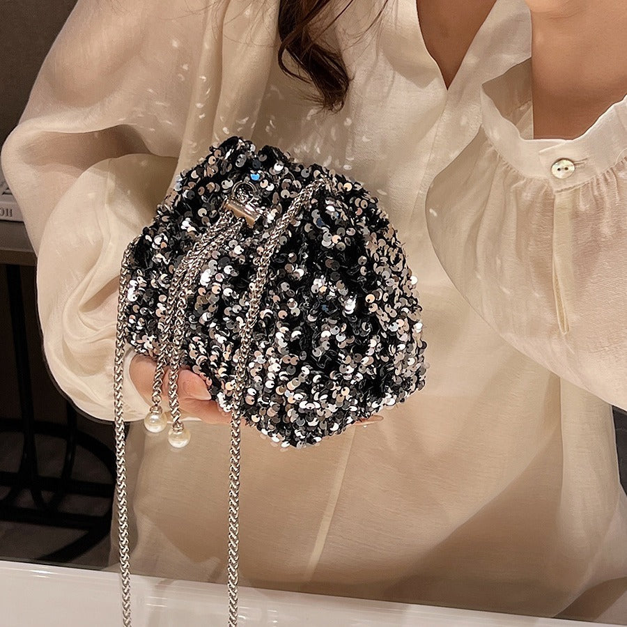 Sequin bucket evening bag, product view 3