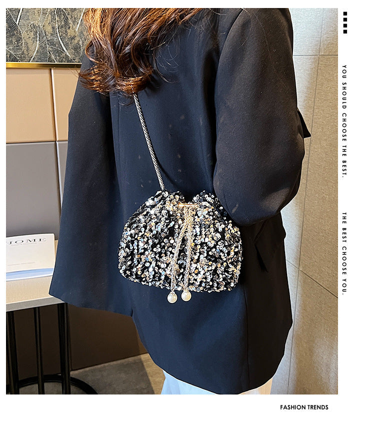 Sequin bucket evening bag, product view 6