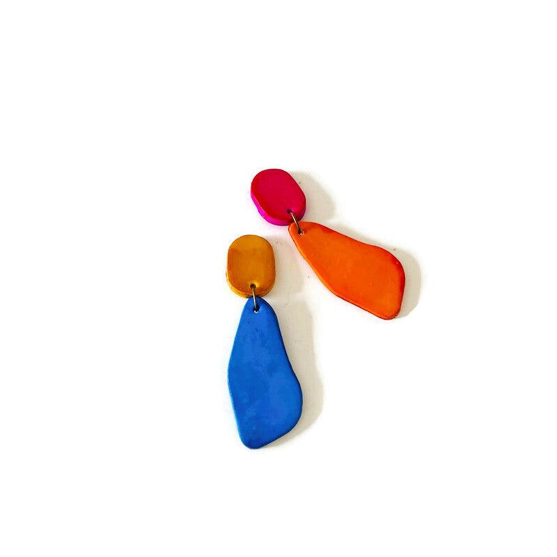 Colorful Mismatched Polymer Clay Earrings