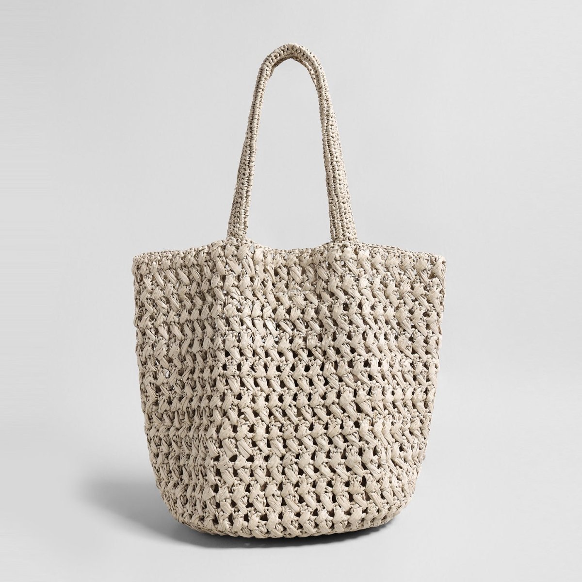 Ivory handwoven raffia basket tote
