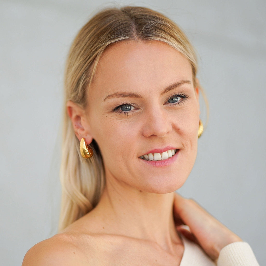 Selena gold-plated statement earrings, product view 3
